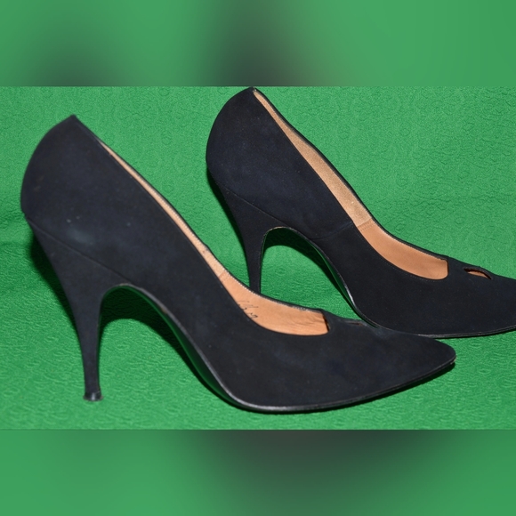 Vintage Shoes Black Suede by ANDREW GELLER  1950s - Picture 2 of 8